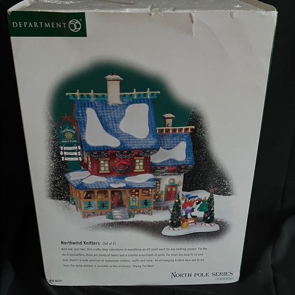Department 56 Festive Knitters House with Blue Roof